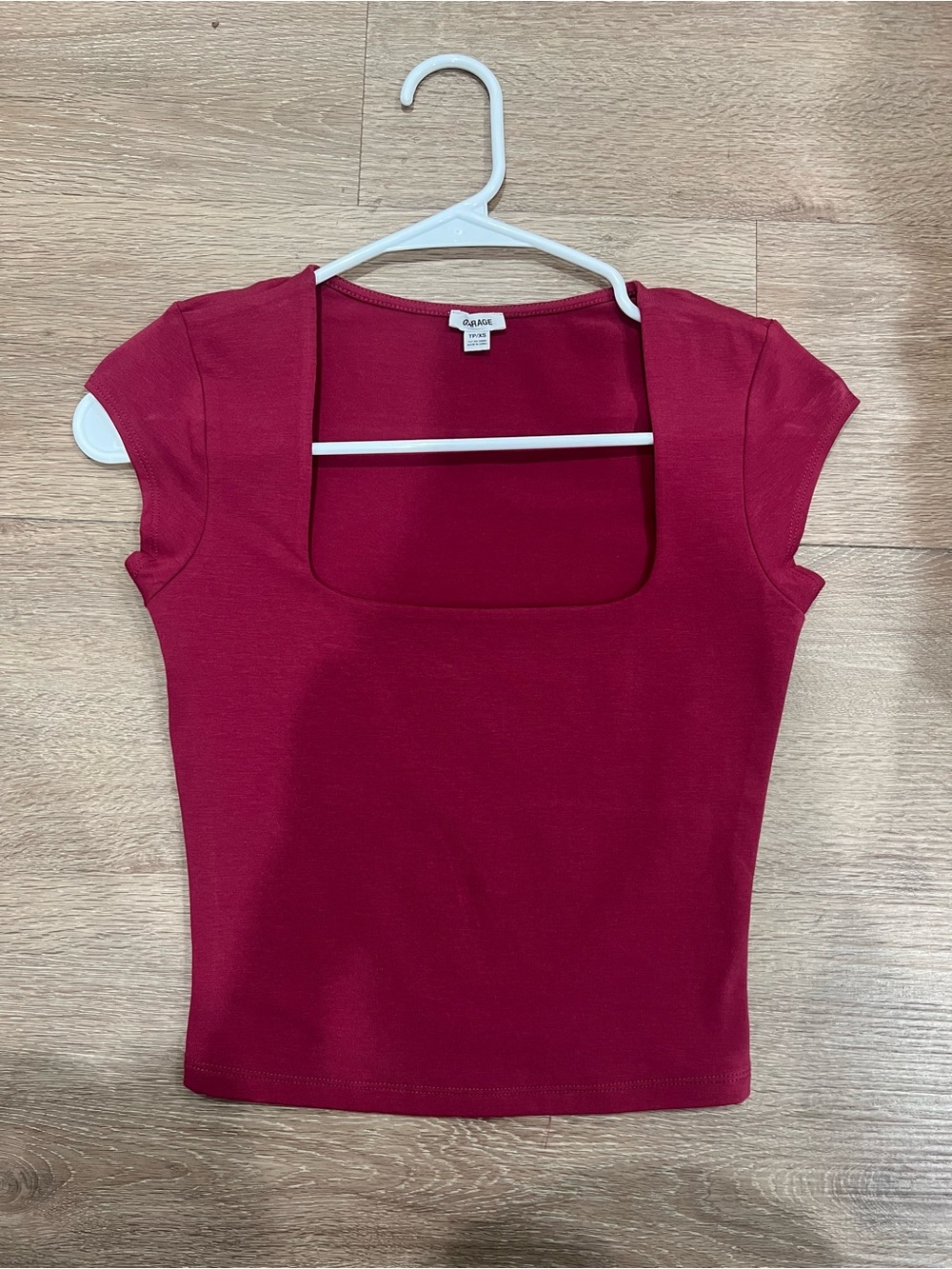 Garage Womens Square-Neck Crop Top in Wine